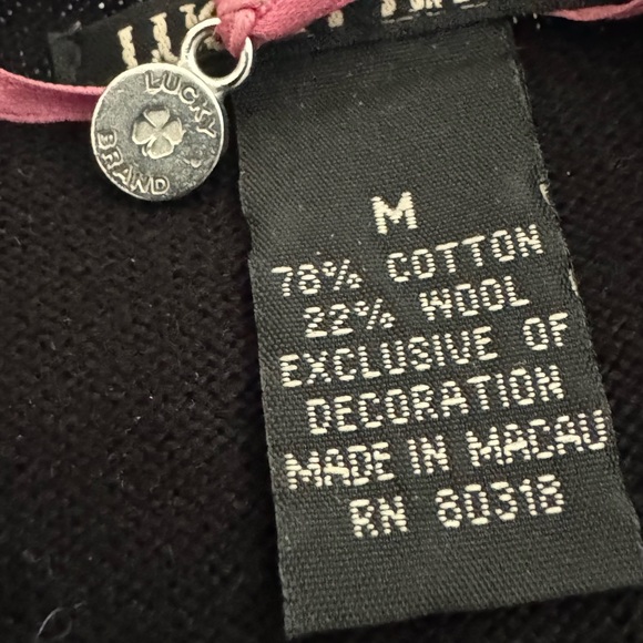 like new LUCKY BRAND sweater Asian accents, birds flowers , knotted buttons - Picture 9 of 9